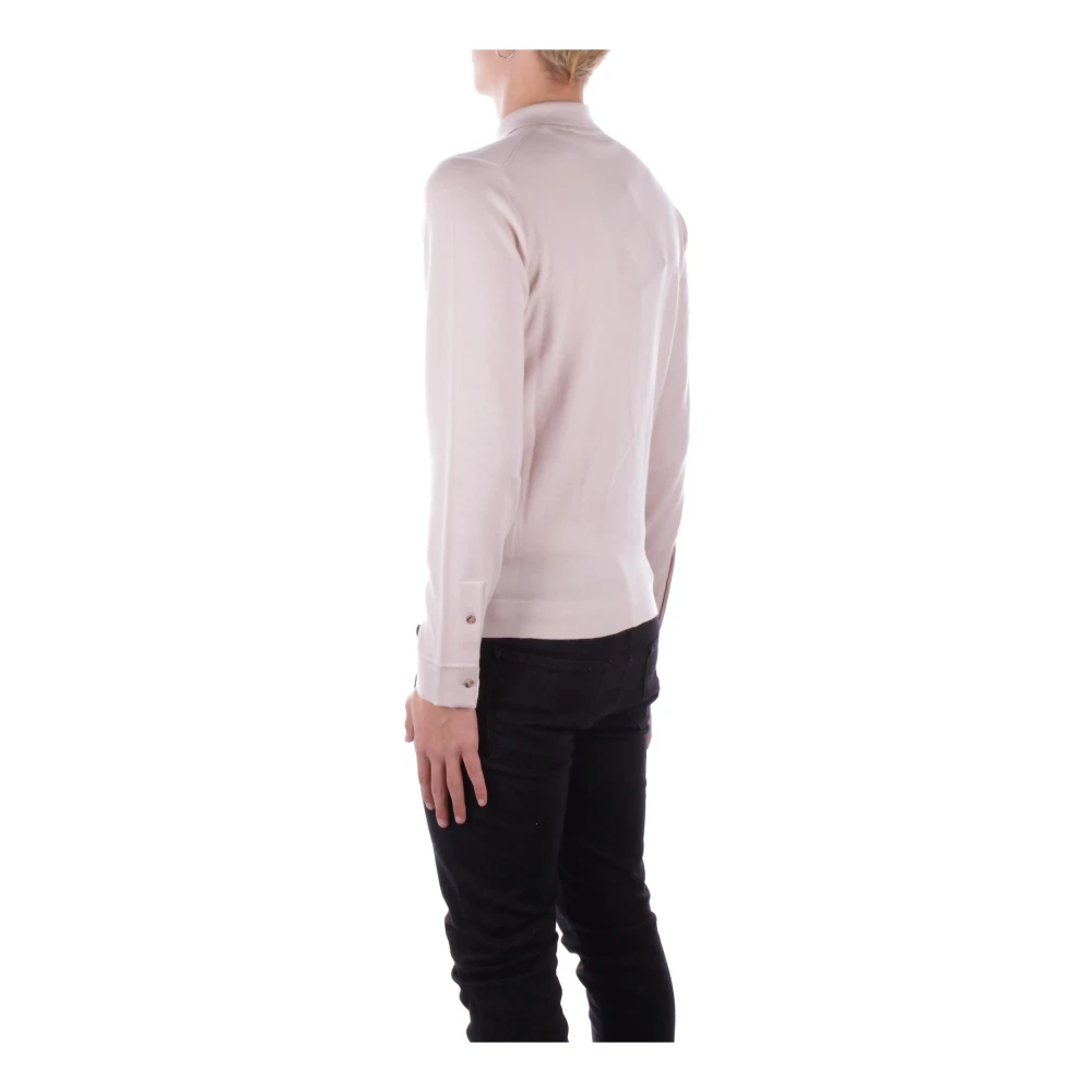 Alpha Studio Logo Front Button Polo Shirt Pink Heren