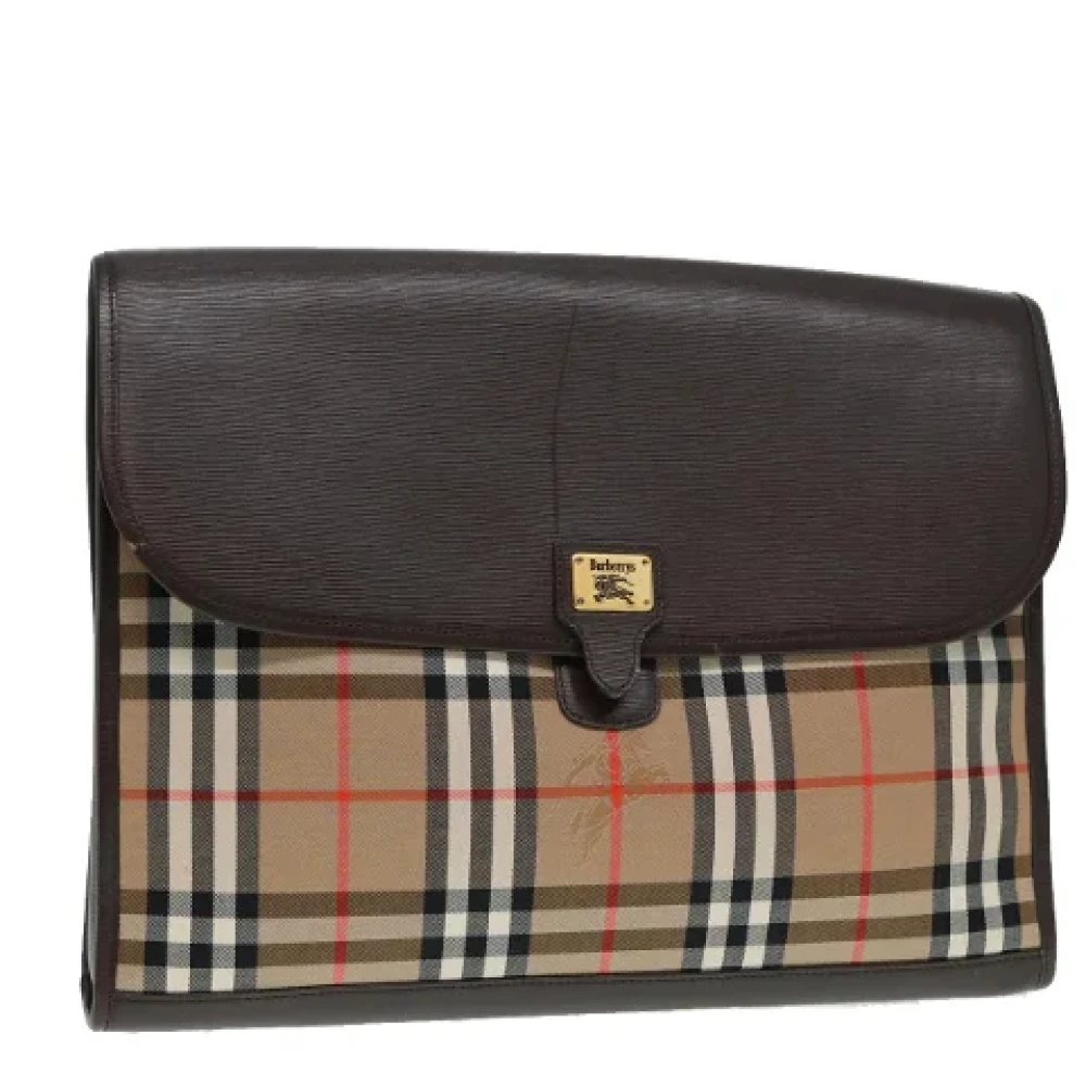 Burberry Vintage Pre-owned Canvas clutches Beige Dames