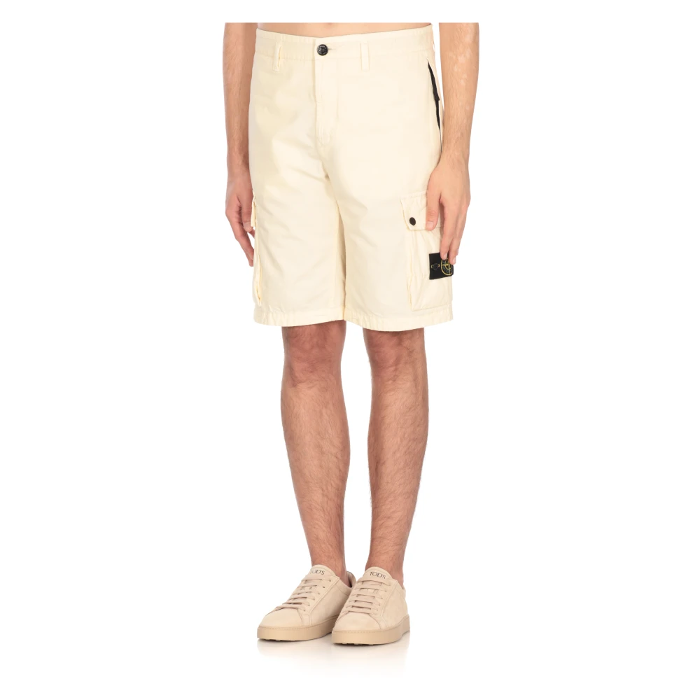 Stone Island Ivoor Bermuda Shorts met meerdere zakken Beige Heren