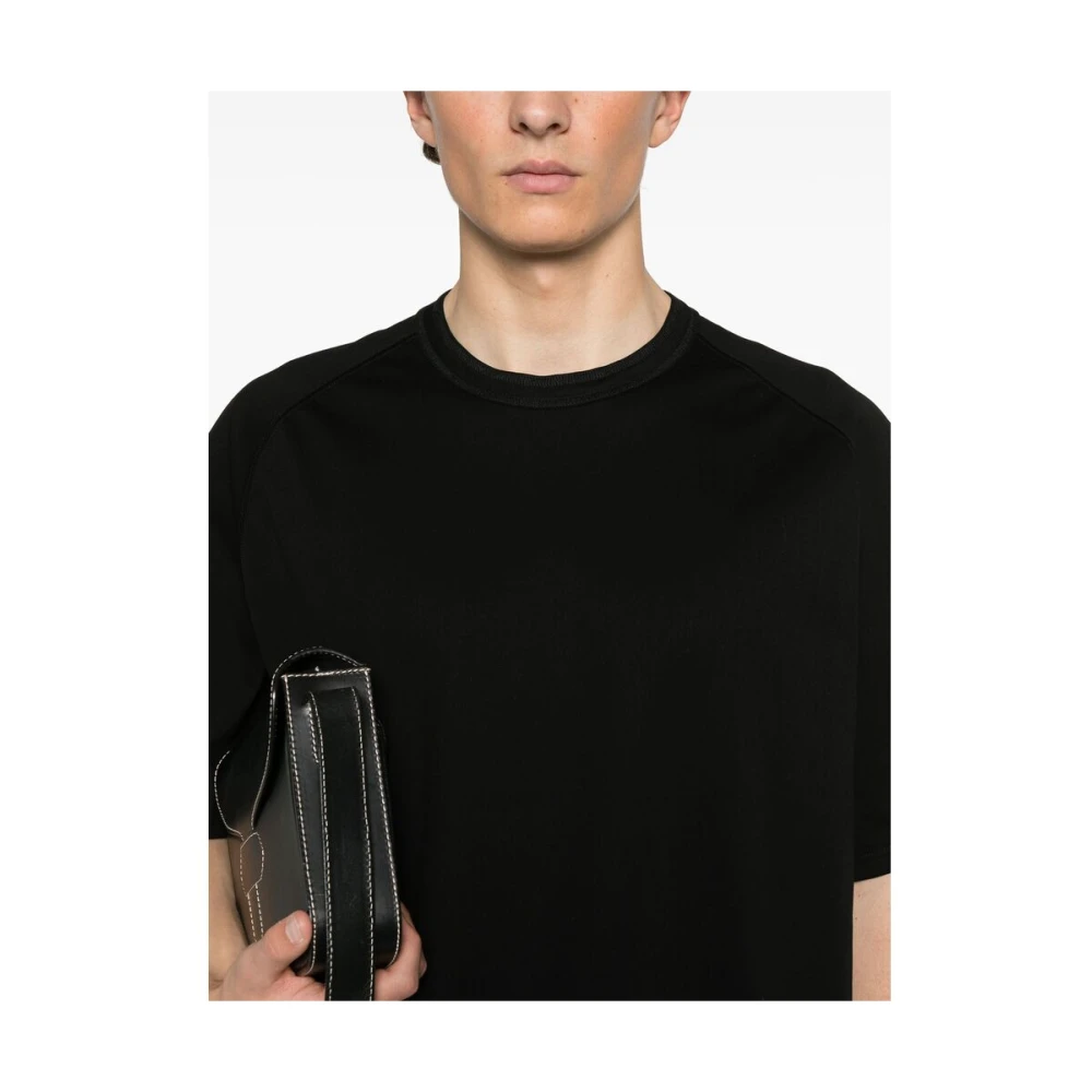 Sacai Zwarte Crew Neck Korte Mouw T-shirt Black Heren