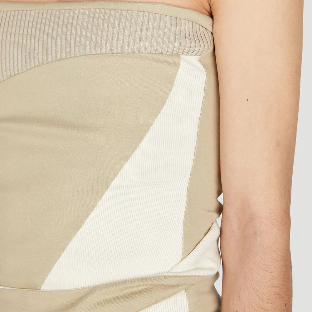 Mainline:RUS Fr.CA DE Katoenen Tube Top met Contrastpanelen Beige Heren
