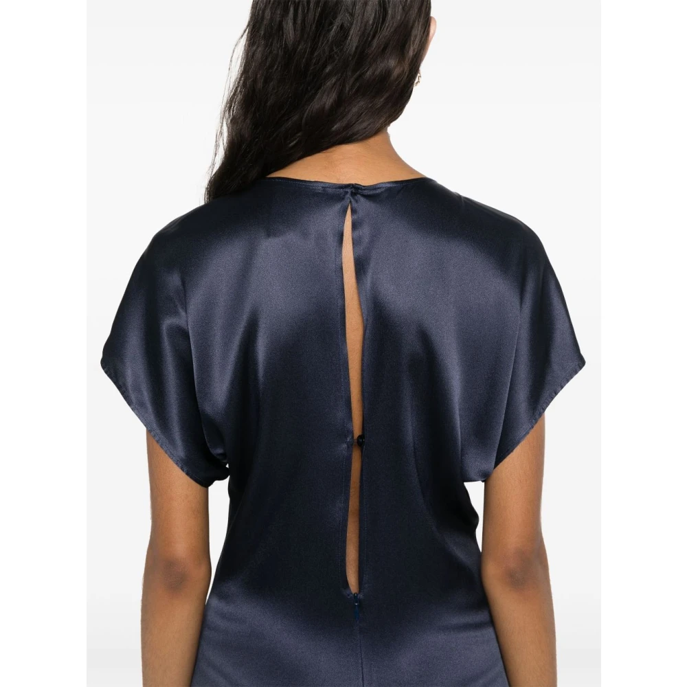 Semicouture Blauwe Zijden Jurk Elegant Damesmode Blue Dames