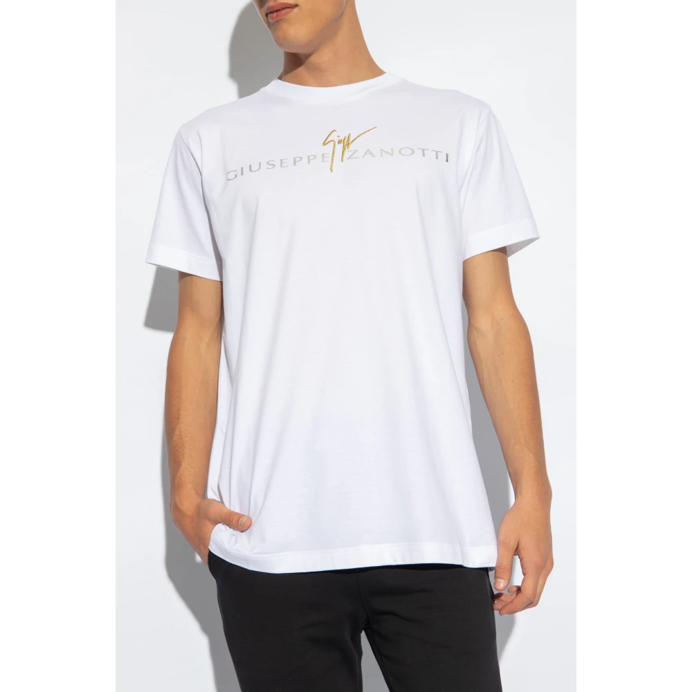 giuseppe zanotti T-shirt met logo White Heren