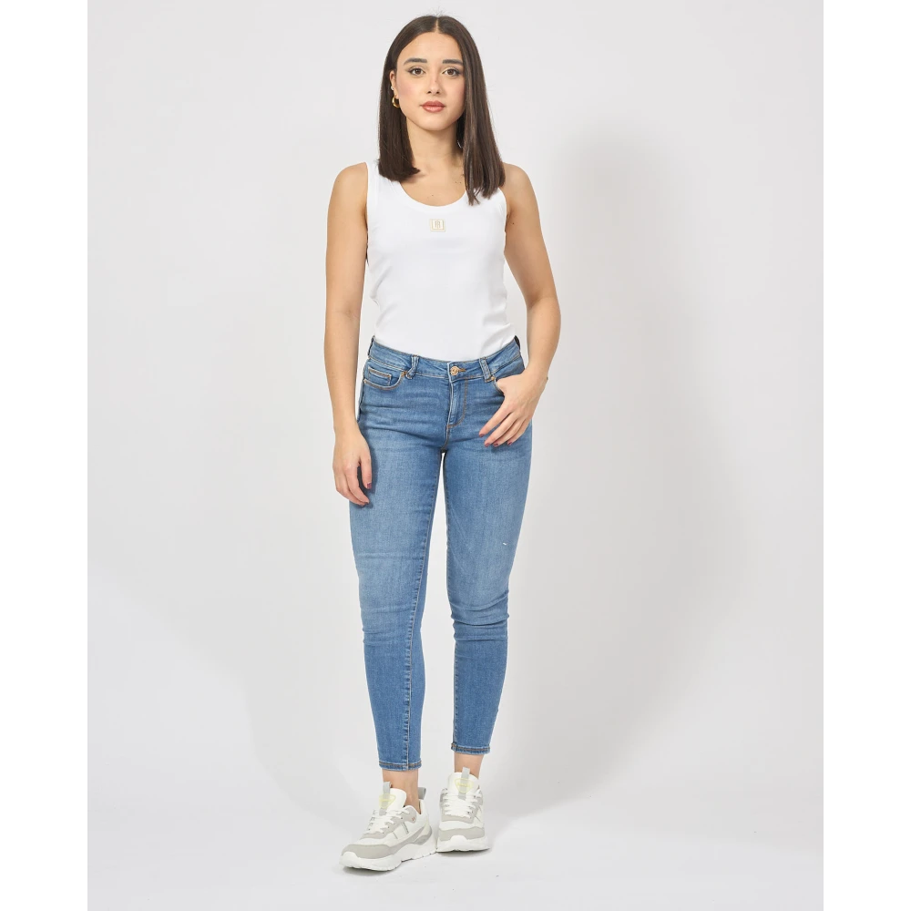 Fracomina Blauwe Slim Fit Jeans met knoopsluiting Blue Dames