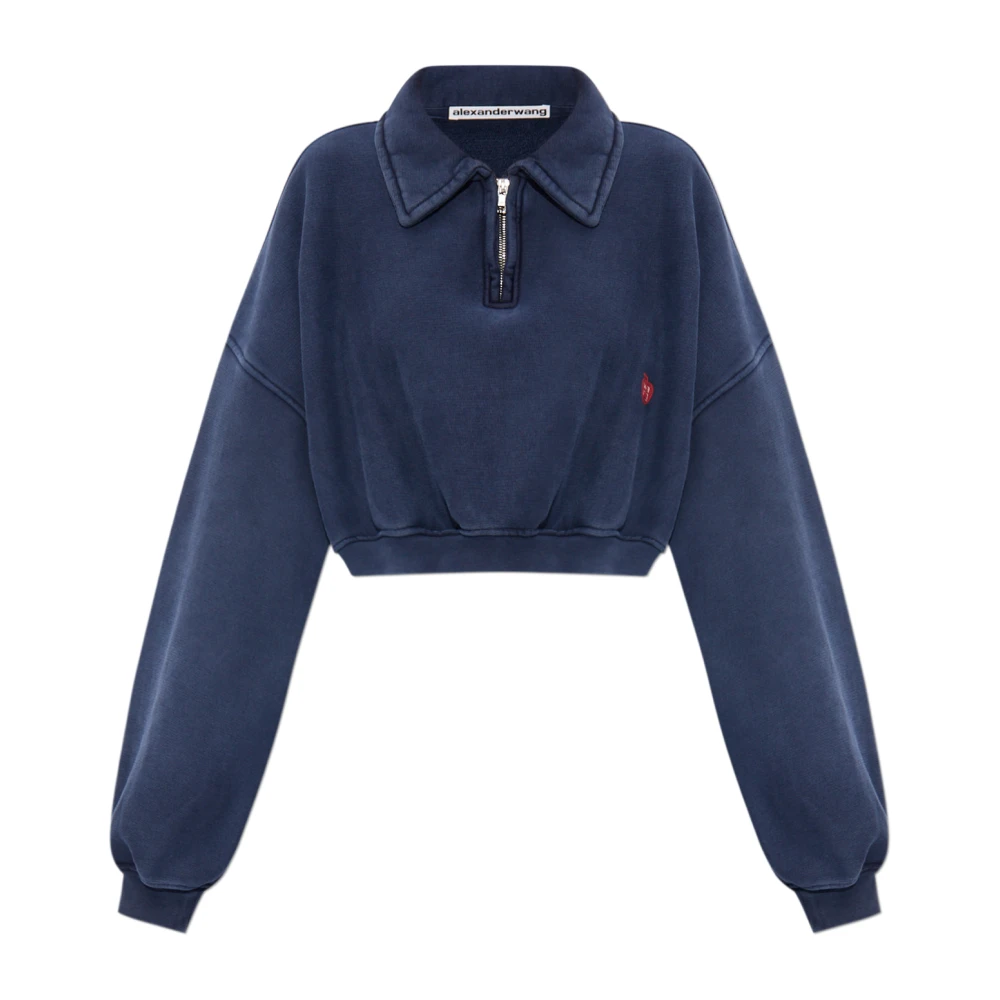 Alexander wang Cropped sweatshirt met logo Blue Dames