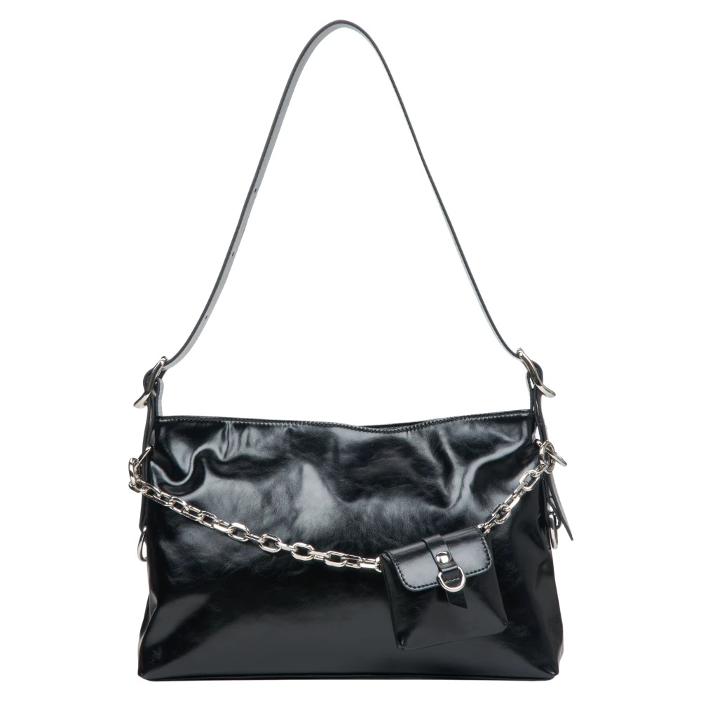 Estro Zwarte Schoudertas voor Vrouwen met Zilveren Ketting Er00114933 Black Dames