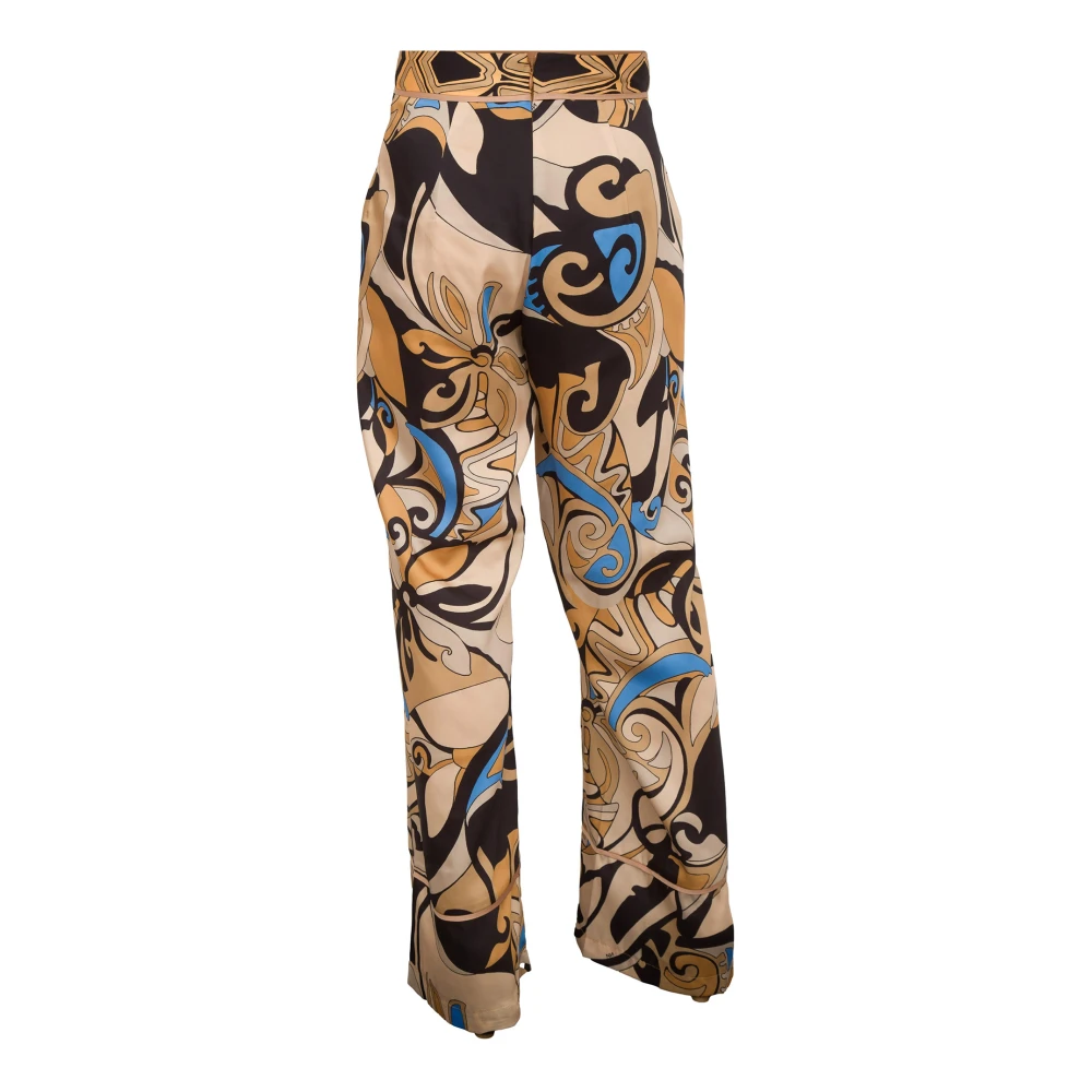 Nenette Twill Poly Bedrukte Foulard Broek Multicolor Dames