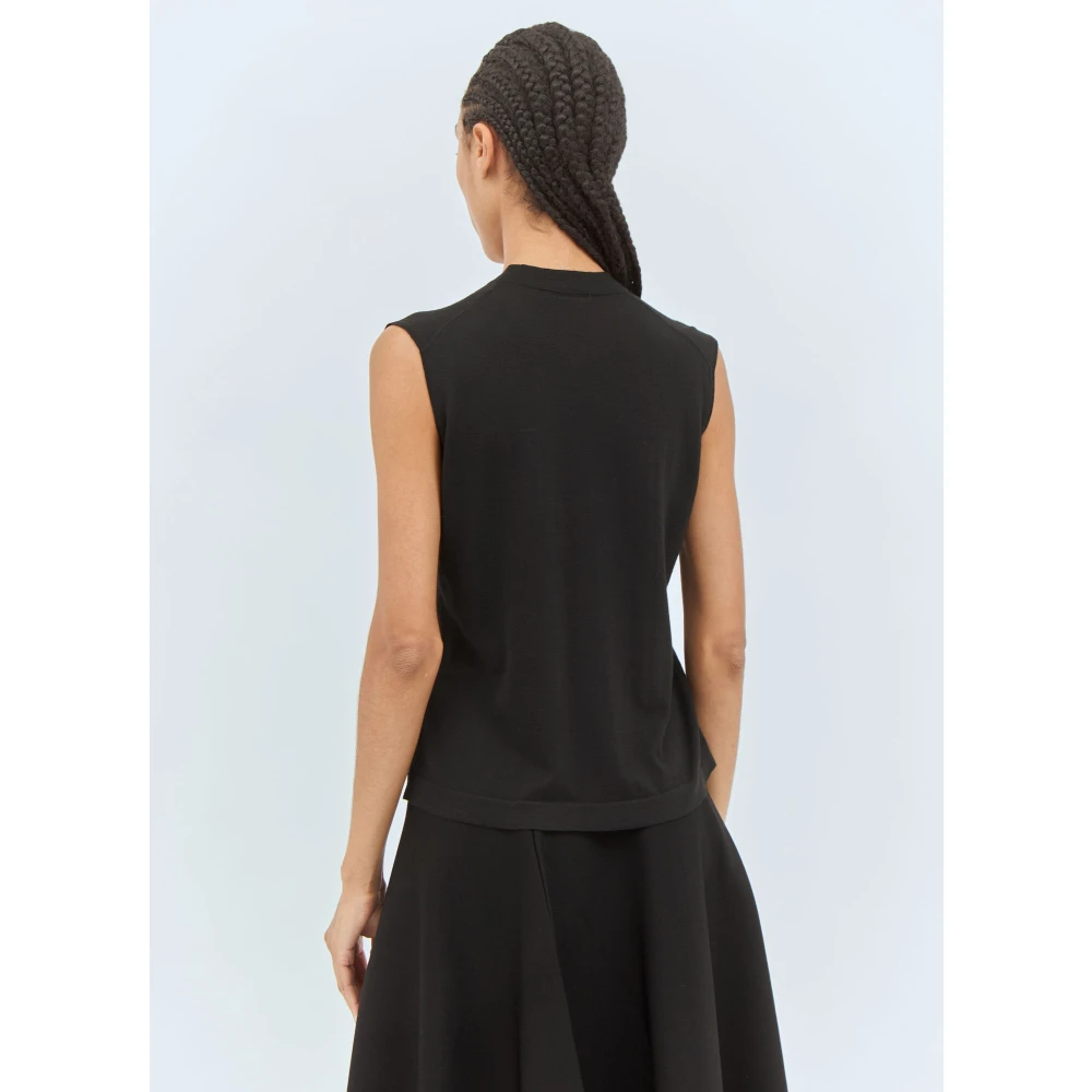 The Row Wolgebreide V-hals Vest Black Dames