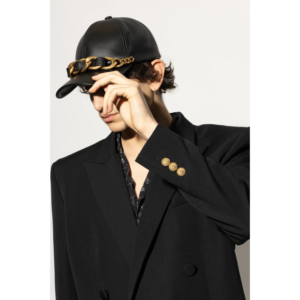 Balmain Leren pet Black Heren