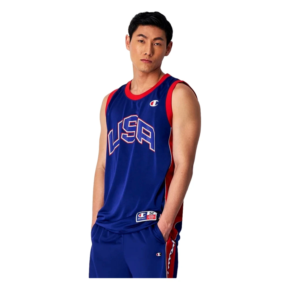 Champion Basketbal Tanktop met USA Logo Blue Heren