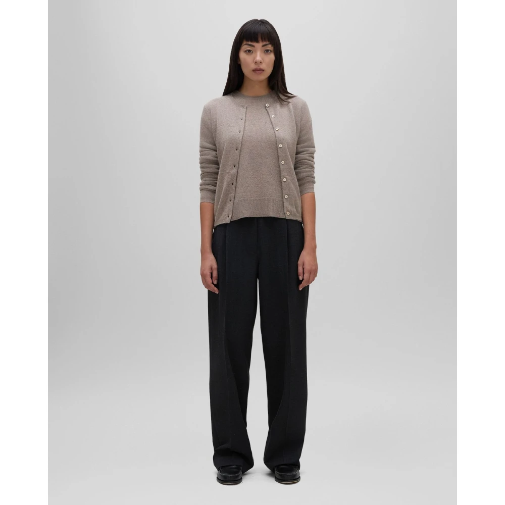 Aspesi Hoge taille broek met plooien en zachte pijp Black Dames