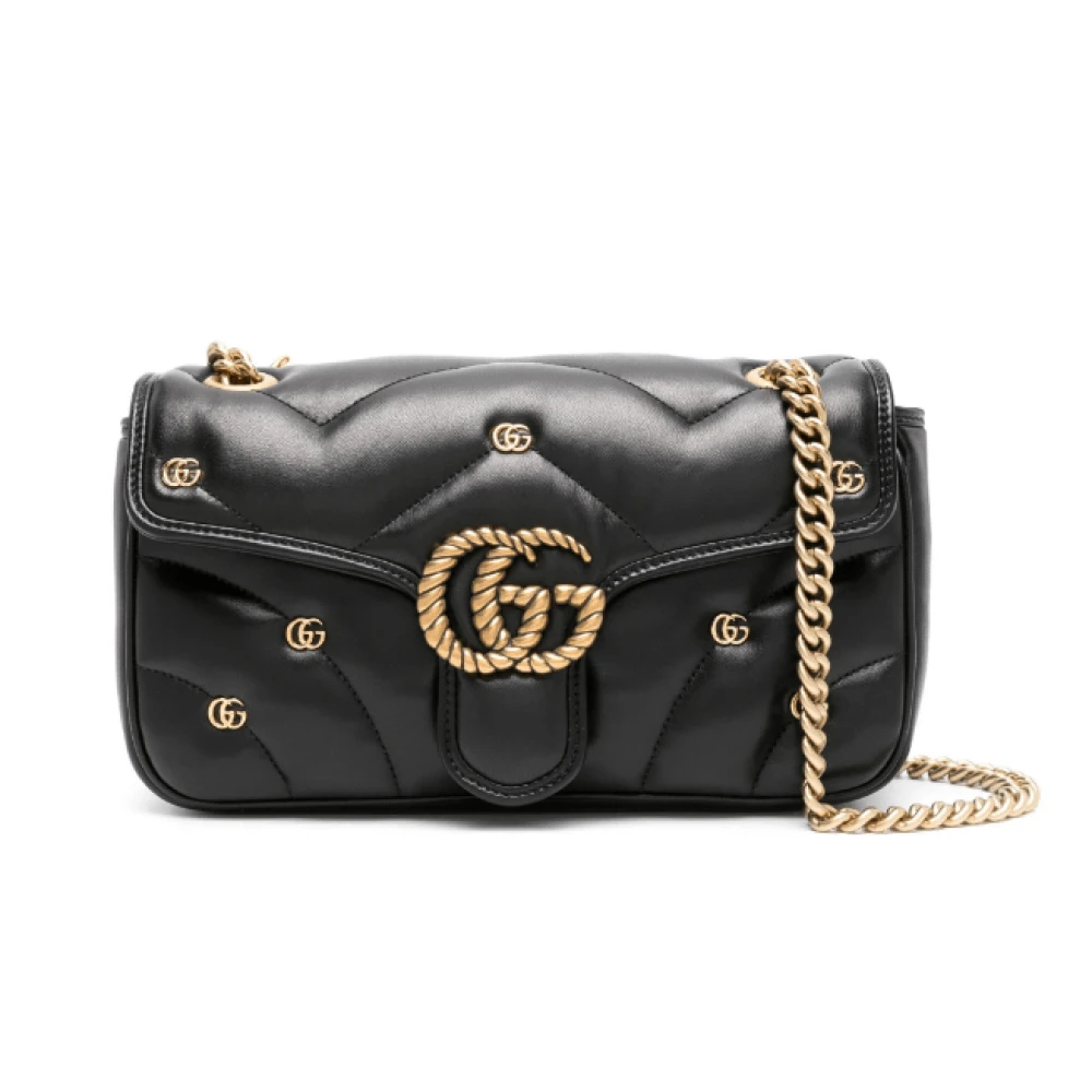 Gucci Black GG Marmont Schoudertas Black Dames