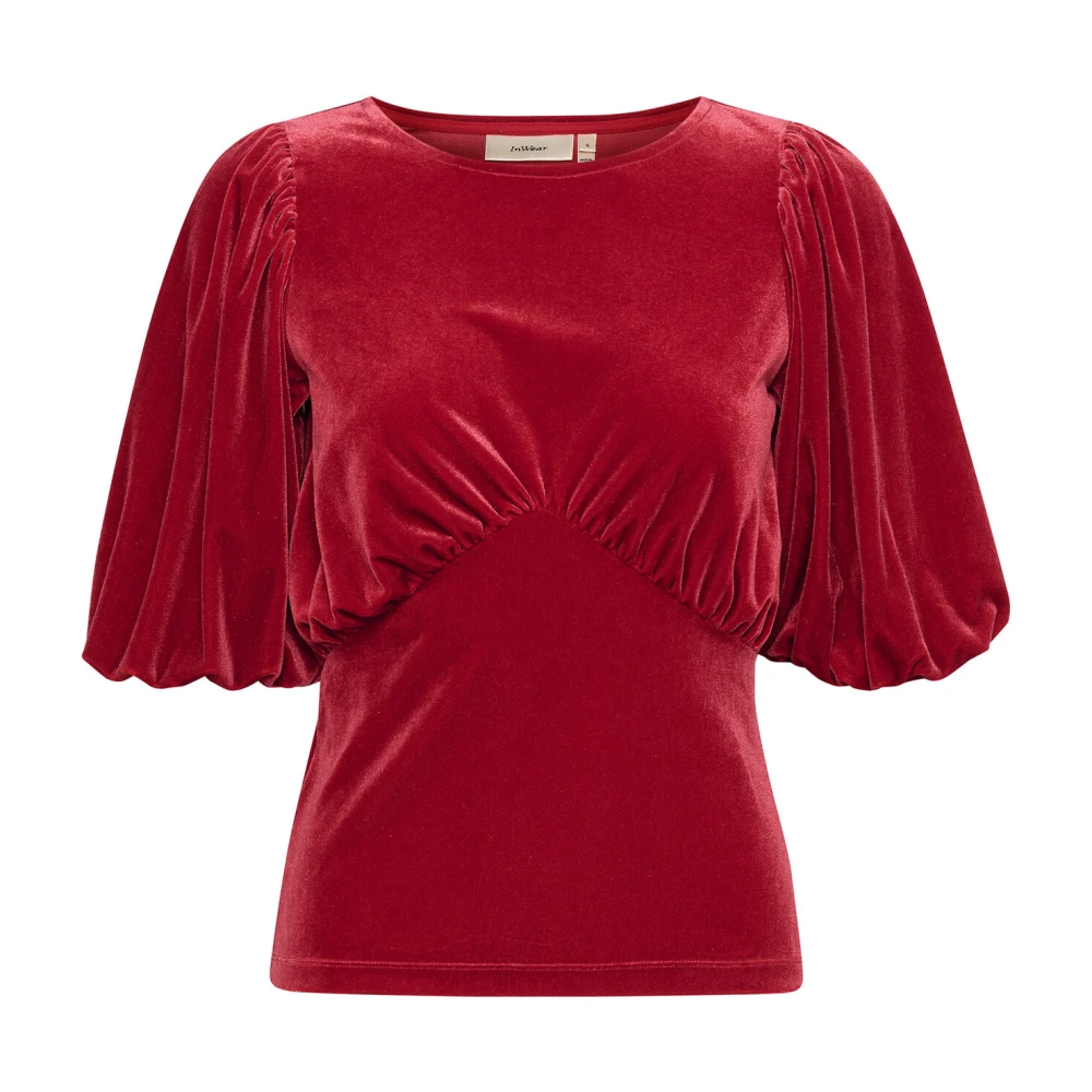 InWear Rode Gedrapeerde Boothals Top Red Dames
