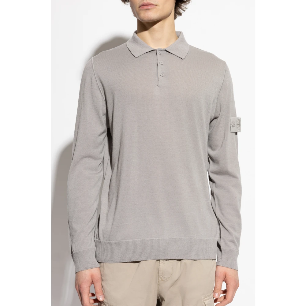 Stone Island Wollen polo capsule Ghost Gray Heren