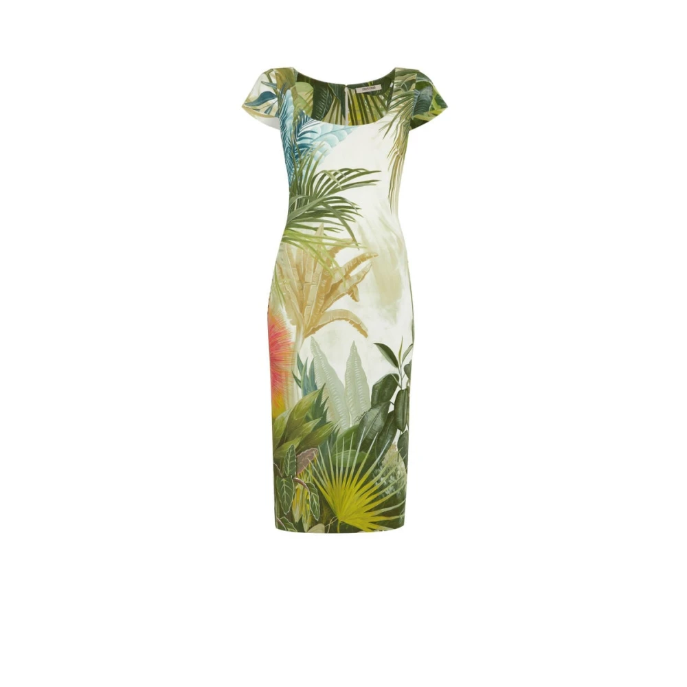 Roberto Cavalli Botanische Print Jurk Slim Fit Knielengte Multicolor Dames