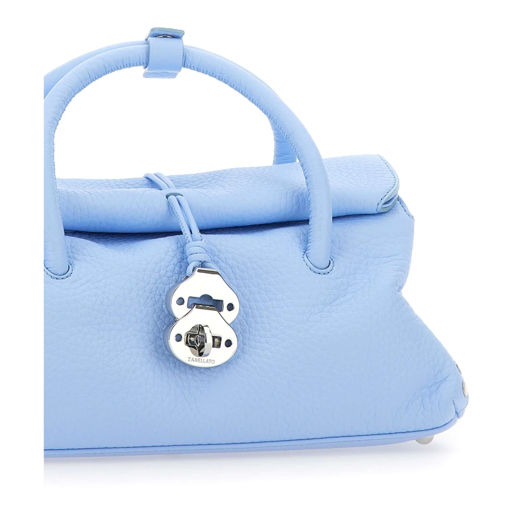 Zanellato Blauwe leren handtas met bovenhandvat Blue Dames