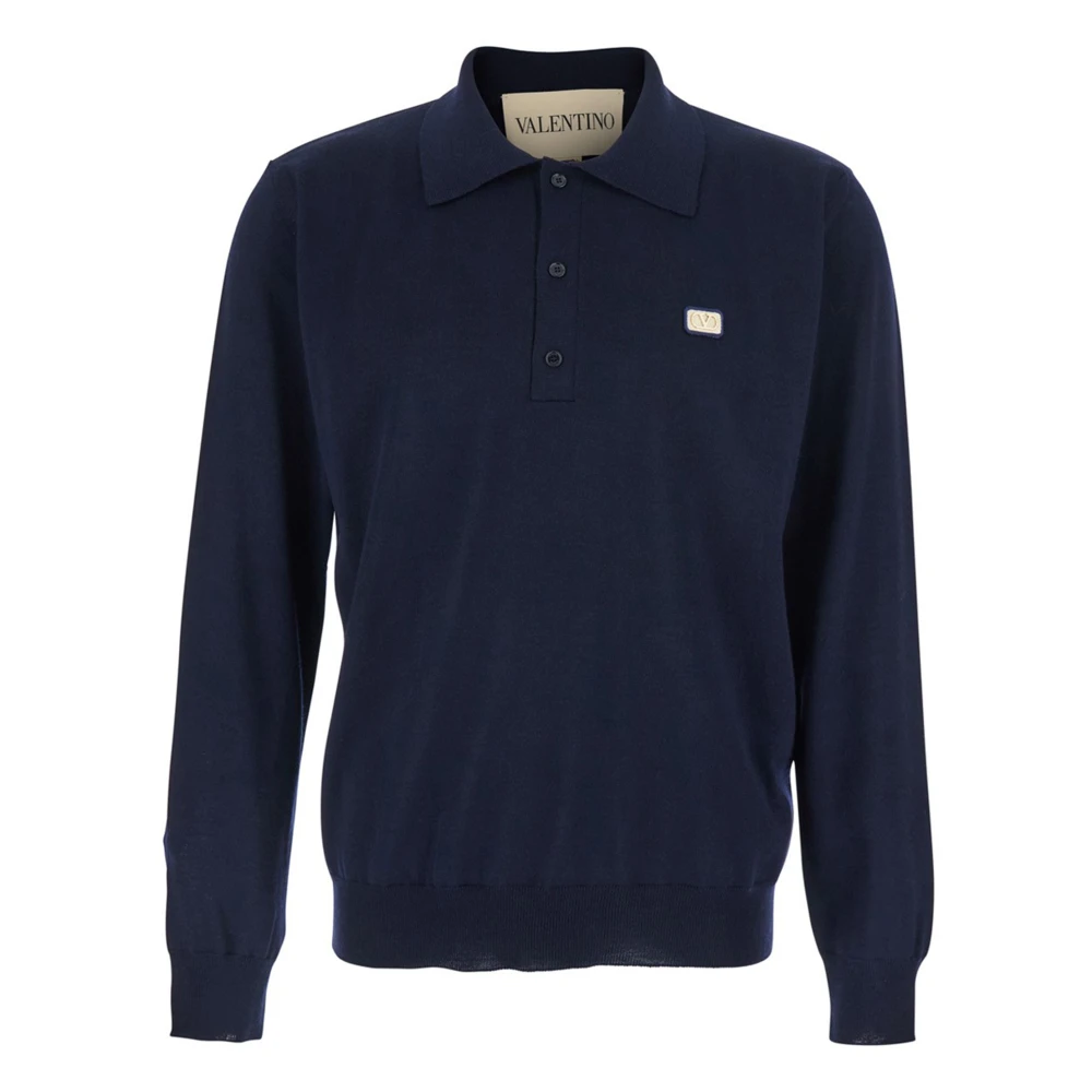 Valentino Garavani Vlogo Signature Cardigan - Male - Round-Neck Knitwear - Blue - M - Knitwear