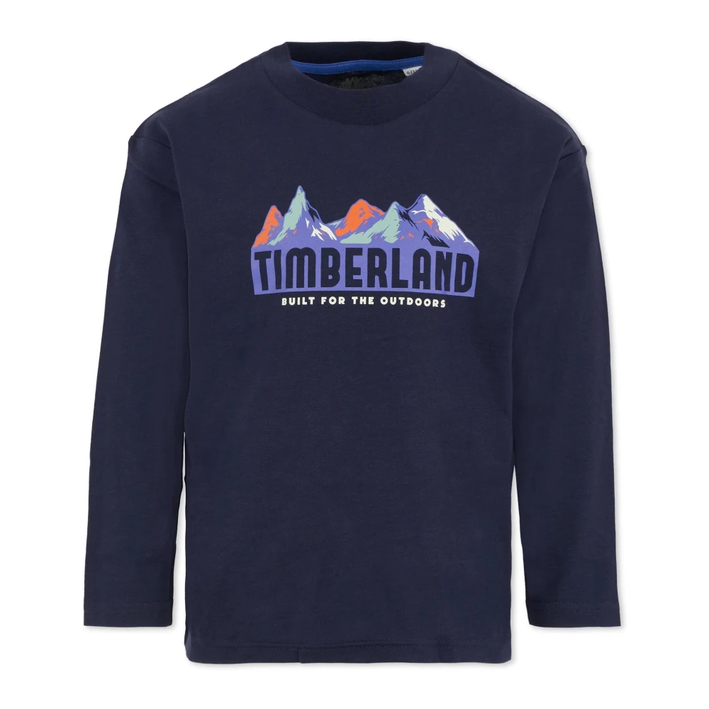 Timberland Blue Long Sleeve Cotton T-Shirt With Print - Unisex - Kids Short Sleeve T-Shirts - 8 Y - Kids