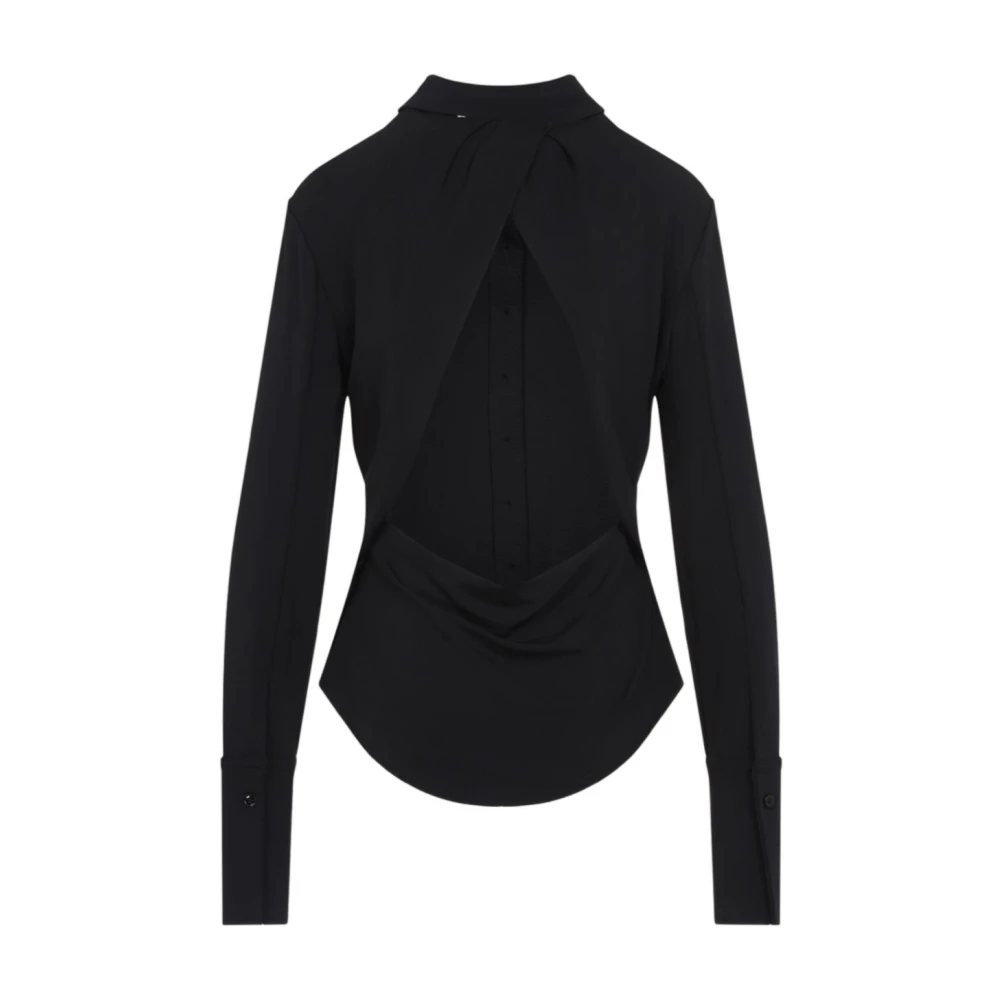 SPORTMAX Zwarte knoopsluiting overhemd lange mouw Black Dames