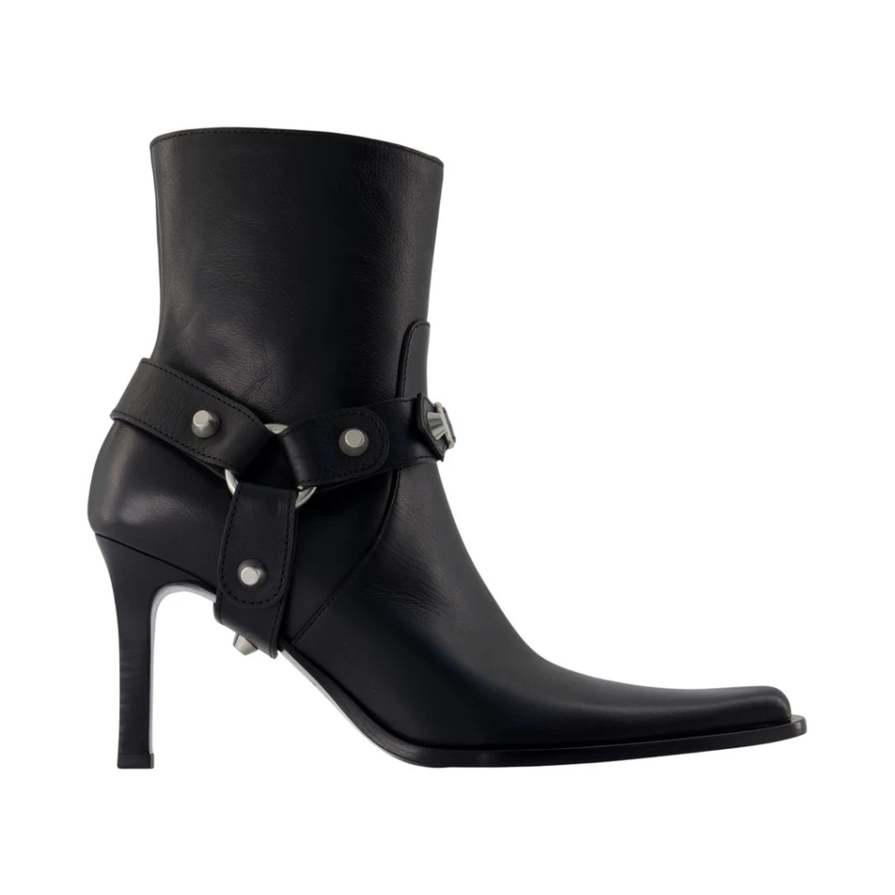 Balenciaga Black Heeled Boots, Female, 7 Uk, City Bootie With Harness