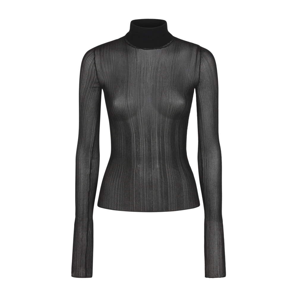 Givenchy Zwarte Semi-Transparante Gebreide Coltrui Black Dames