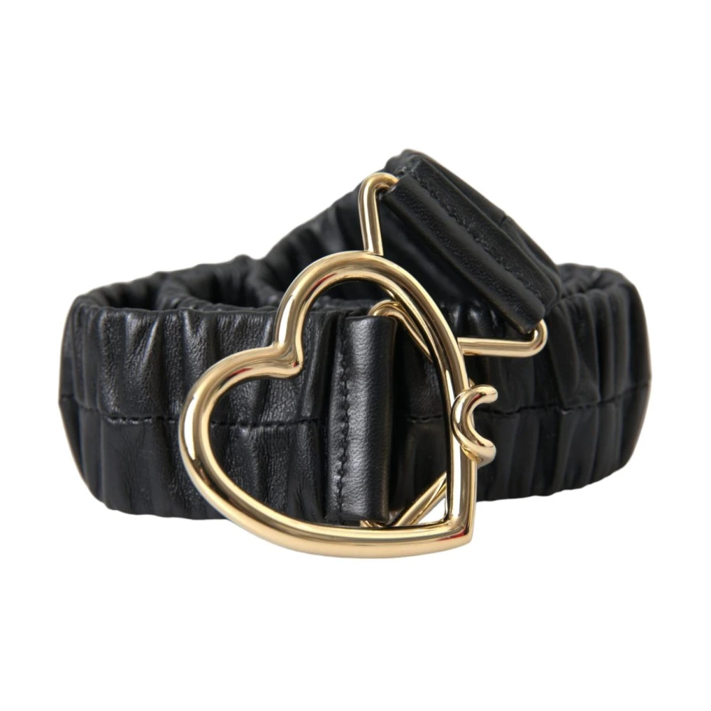 Dolce & Gabbana Women's Black Belts, One Size, Heart Buckle Leather Belt