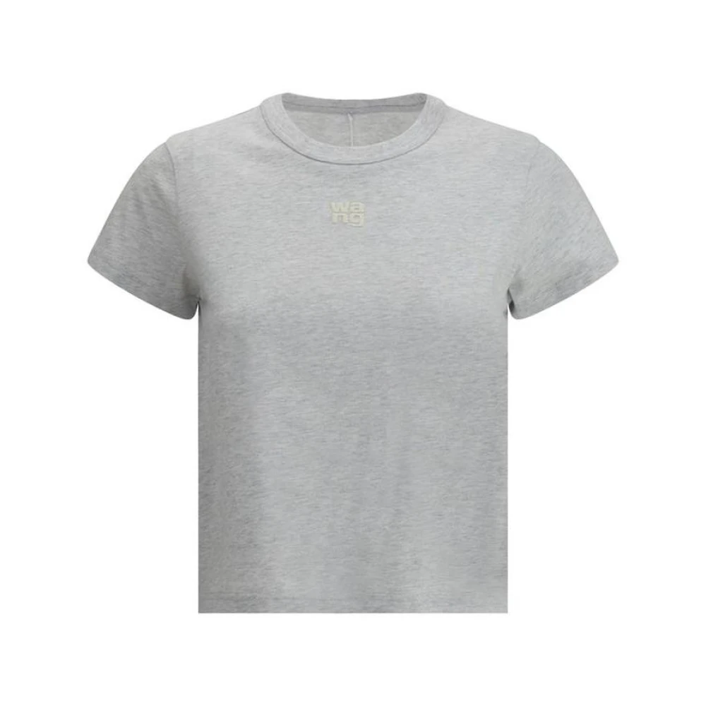 Alexander wang Geborduurd Logo Slim Fit Katoenen T-shirt Gray Dames