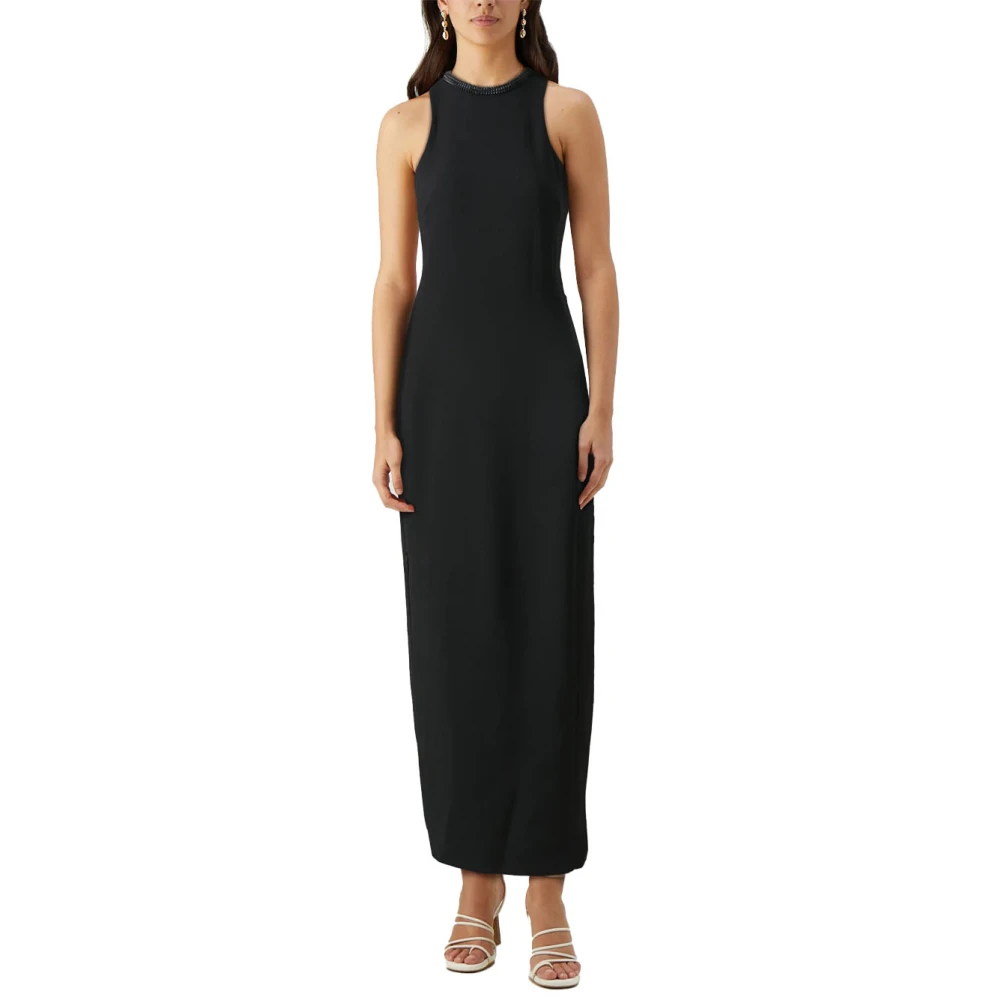 pinko Elegante Viscose Jurk met Glamoureuze Details Black Dames