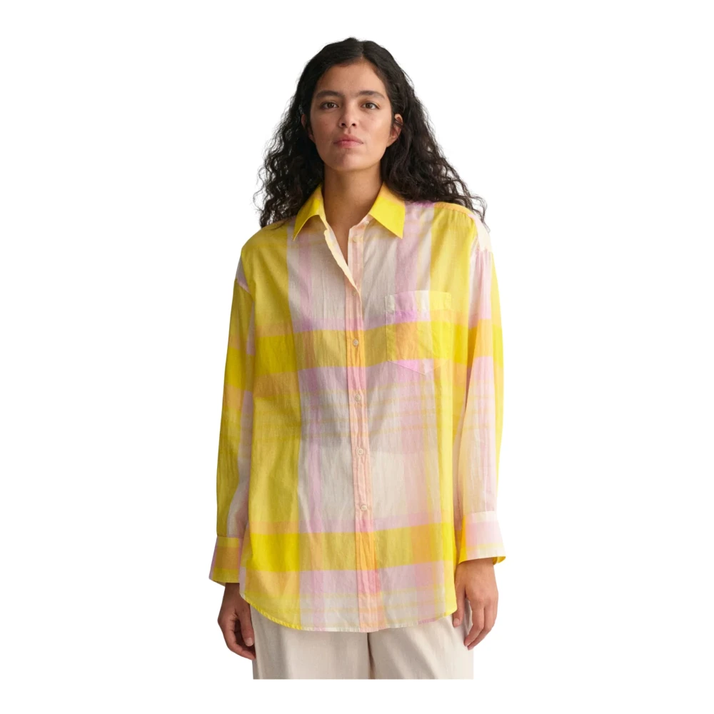 Gant Geruite Madras Katoenen Overhemd Multicolor Dames