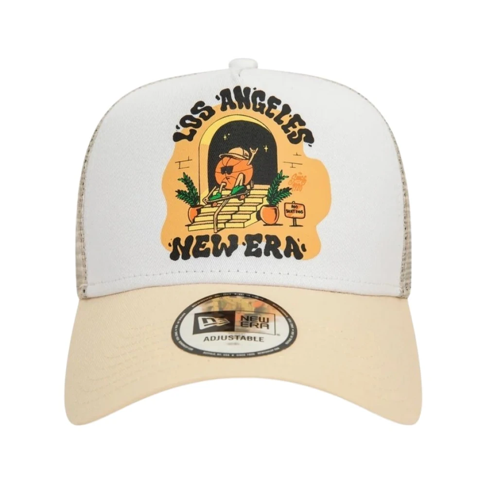 new era Beige Los Angeles Grafische Print Trucker Hoed Multicolor Heren