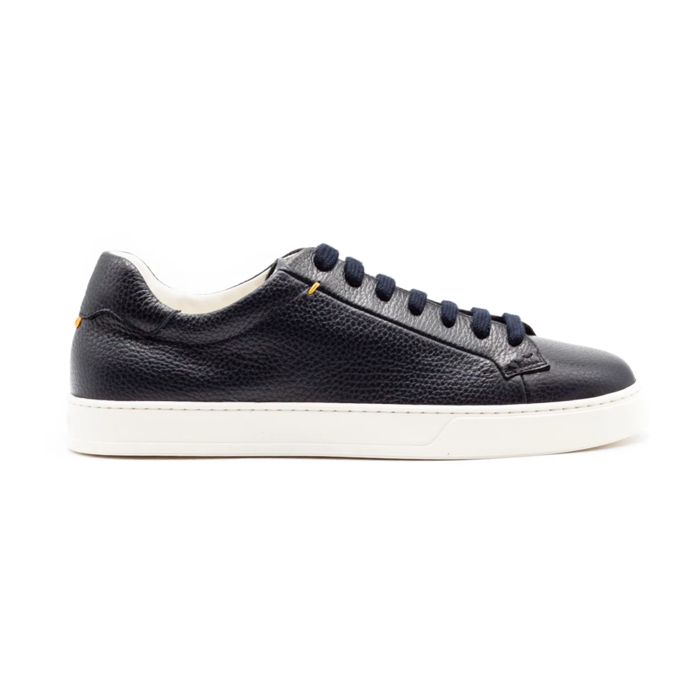 Doucal’s Tumbled Leather Sneaker Heren Schoenen Blauw