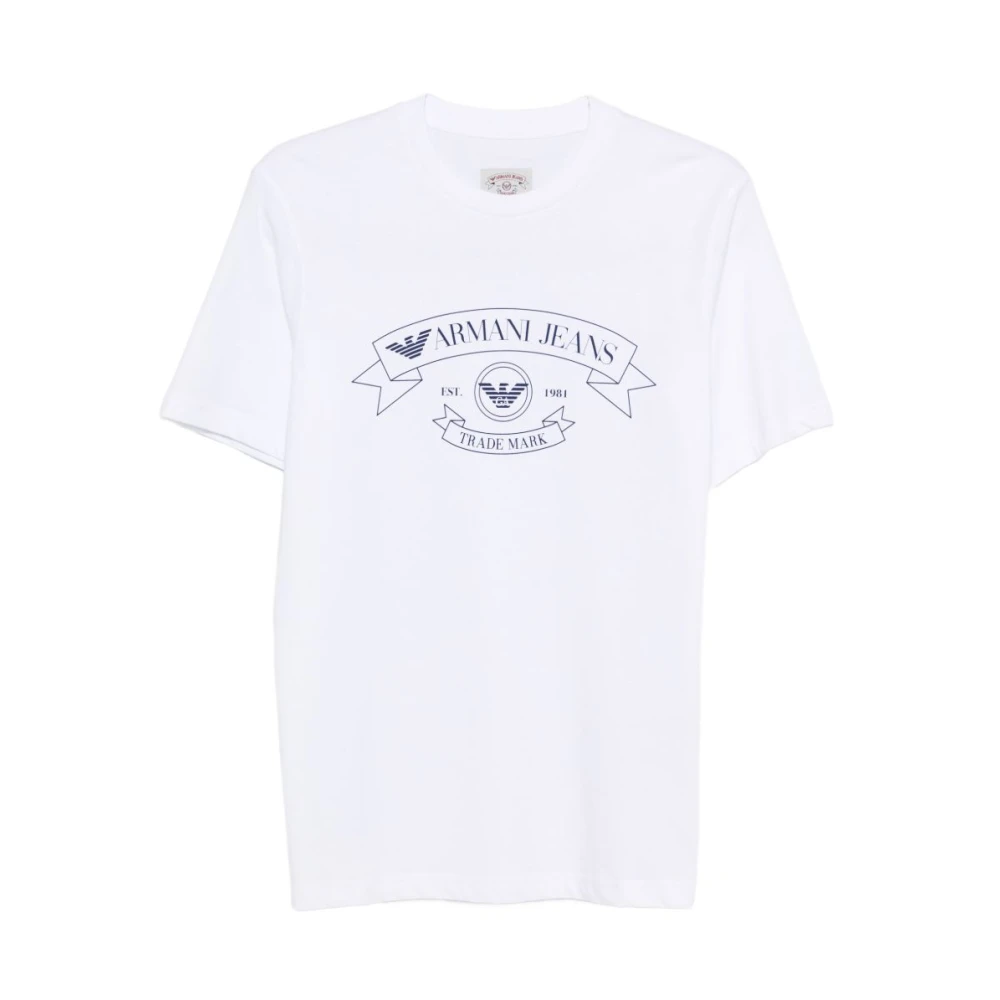 Emporio Armani Men's White T-Shirts, 3XL, Jersey T-Shirt With Print