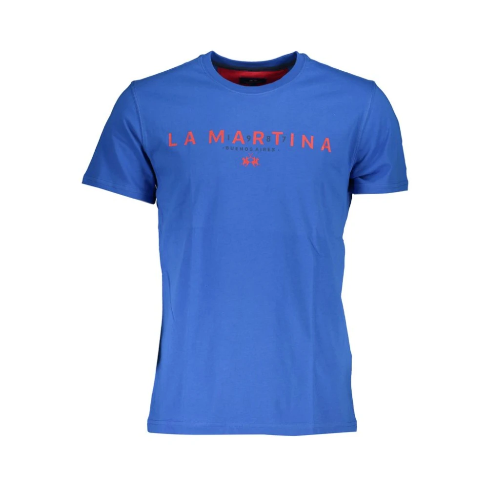 LA MARTINA Stijlvol Logo T-shirt in Kobaltblauw Blue Heren