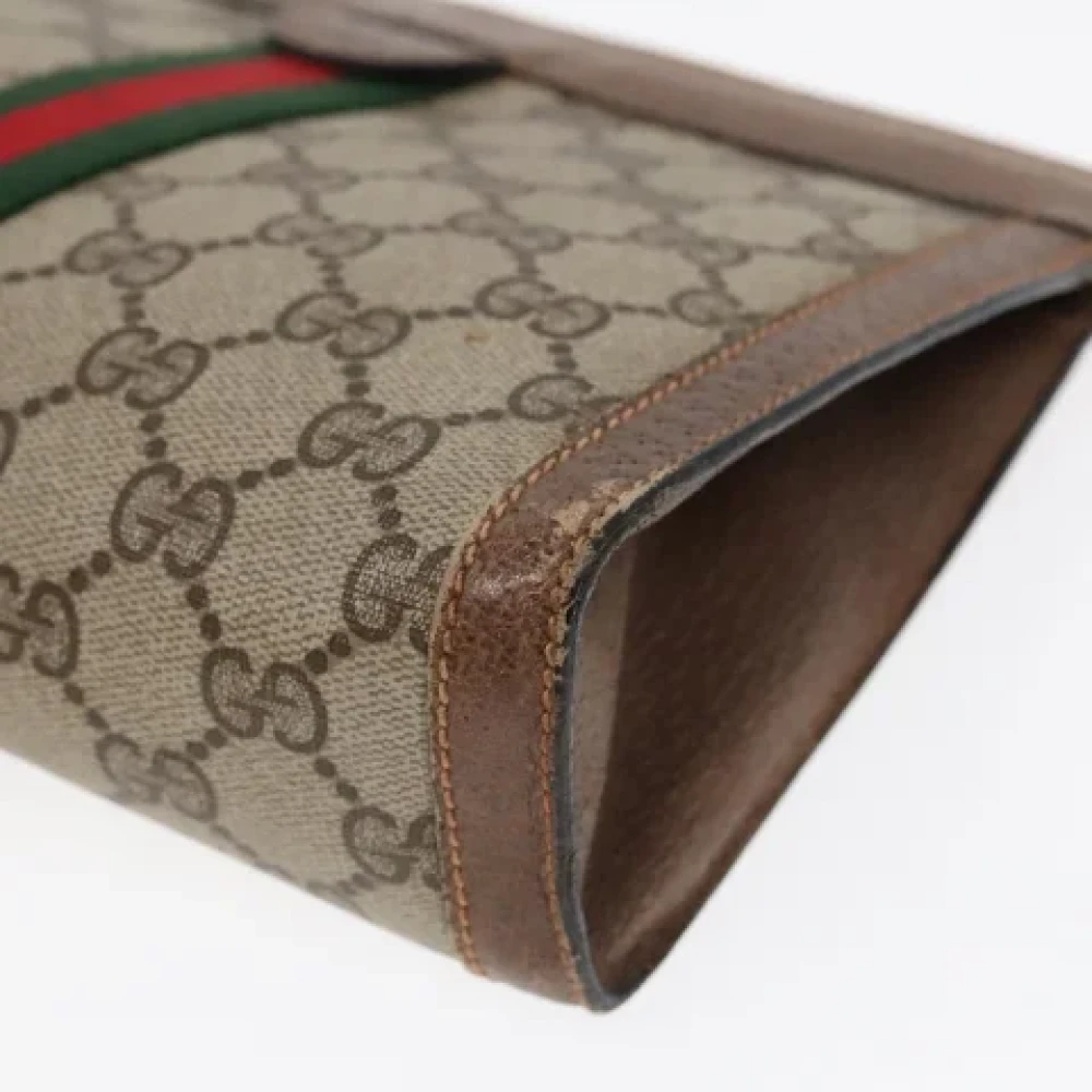 Gucci Vintage Pre-owned Leather clutches Beige Dames
