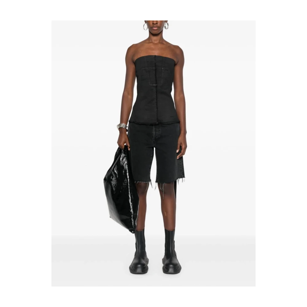 Rick Owens Strapless Denim Bustier Top Black Dames