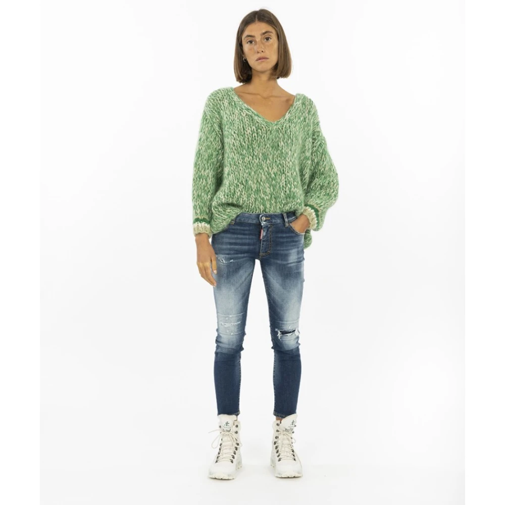 Dsquared2 Slim-Fit Cropped Denim Jeans Blue Dames