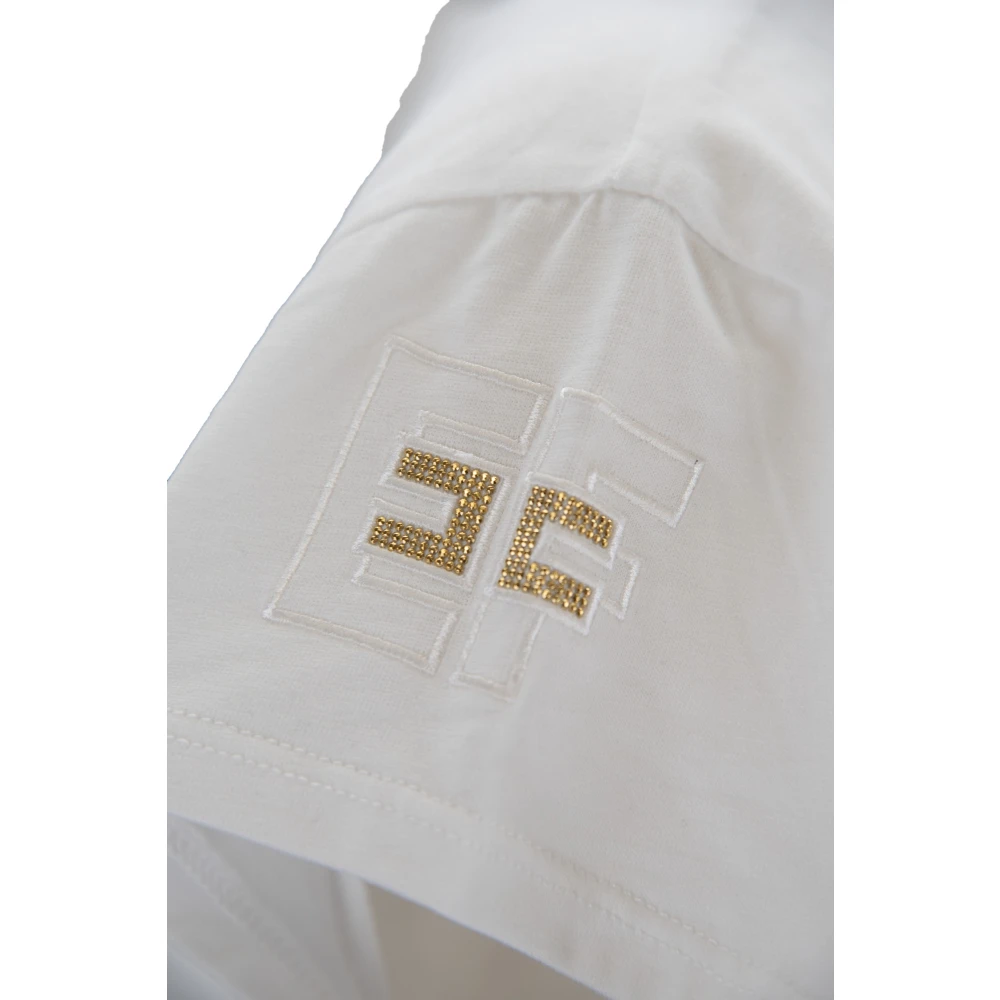 Elisabetta Franchi Dames Slip-On T-shirt met Logo White Dames