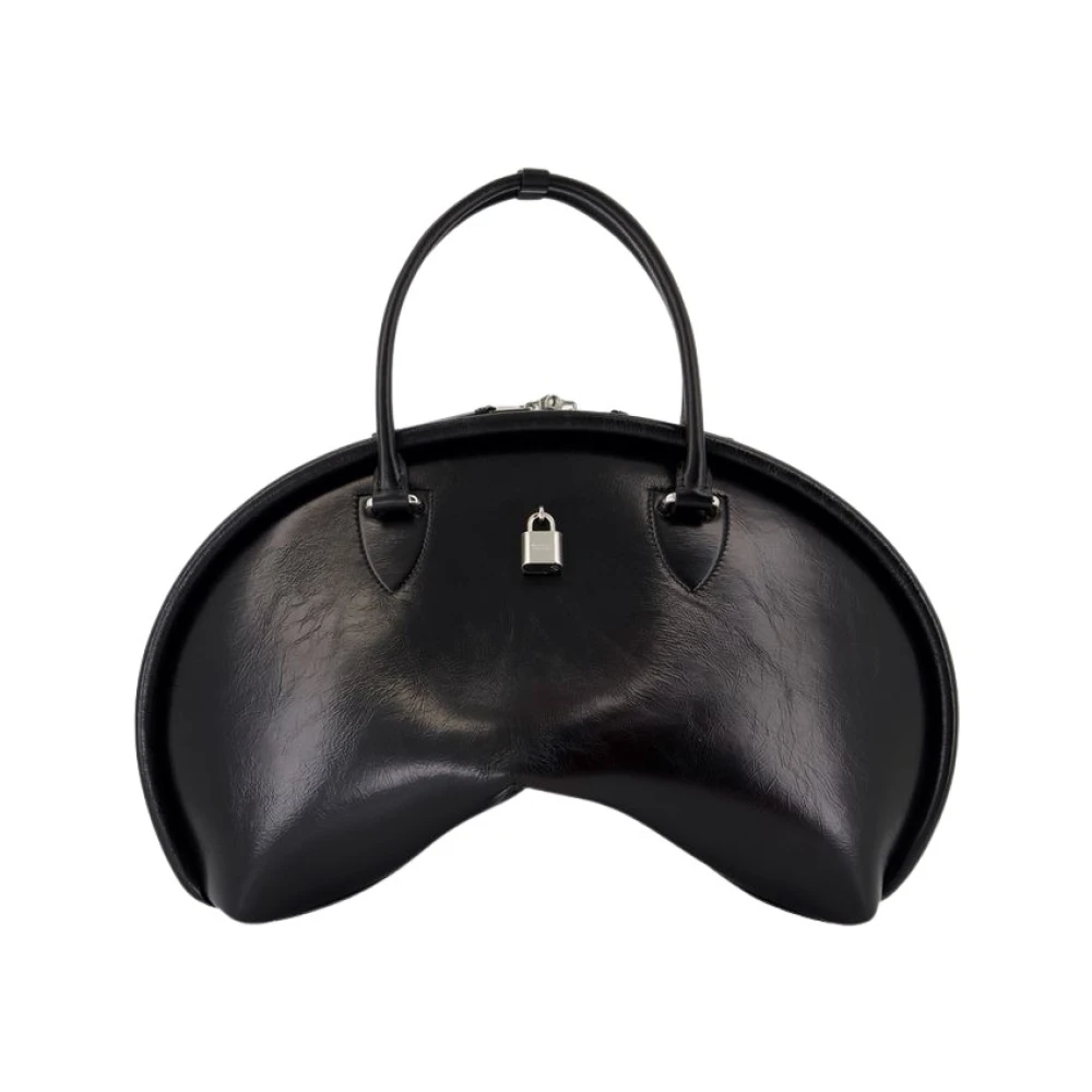 Acne Studios Zwarte leren schoudertas met bovenhandvatten Black Dames