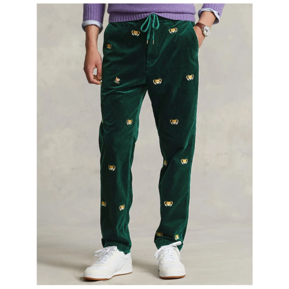 Polo Ralph Lauren Geborduurde Corduroy Prepster Broek Green Heren