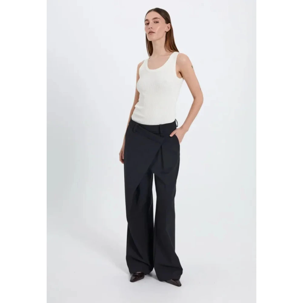Norr Hoge taille zwarte wijde broek Black Dames