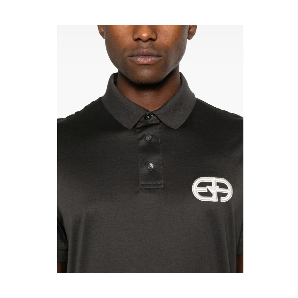 Emporio Armani Gebreide Polo Sweater in Grijs Gray Heren