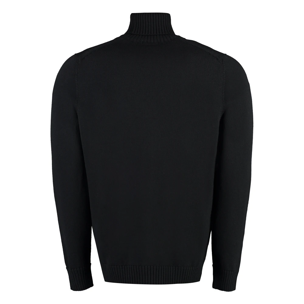Drumohr Geribbelde Gebreide Wollen Coltrui Black Heren