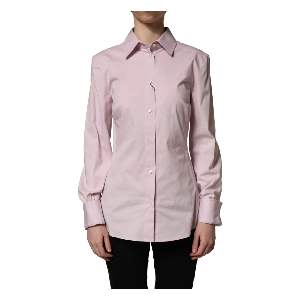 Dolce & Gabbana Women's Pink Shirts, 2XS, Long Sleeve Collared Shirt