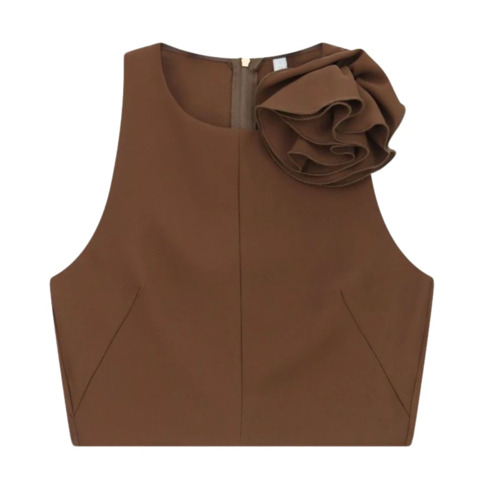 Imperial Brown Sleeveless Tops, Female, S, Canotta
