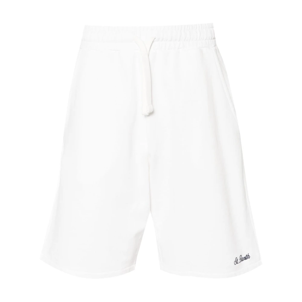 MC2 Saint Barth Witte Jersey Shorts met Logo Borduursel White Heren