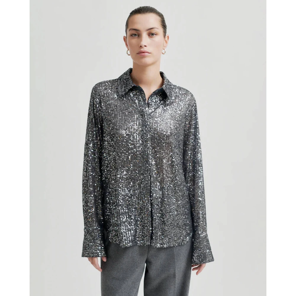 Second Female Moonshine Slim Blouse Second Dames Gray Dames
