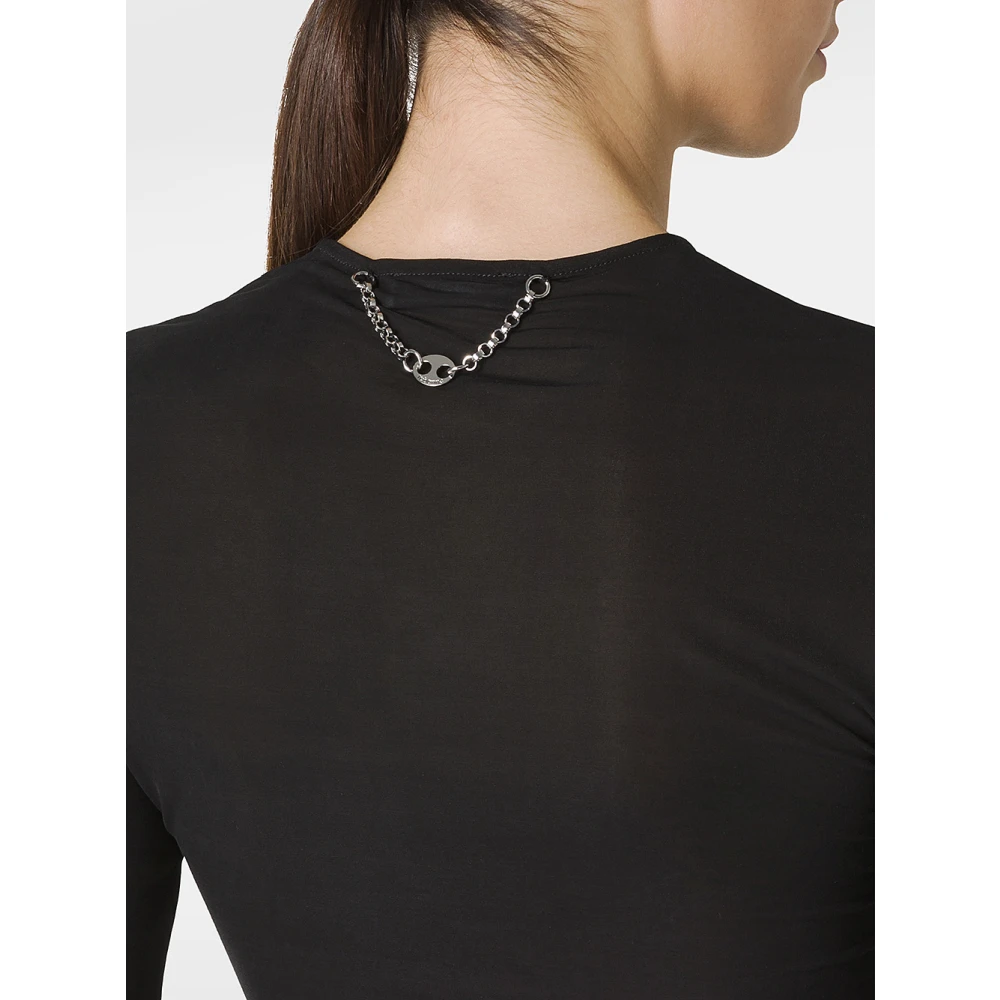 Paco Rabanne Zwarte longsleeve stretch T-shirt Black Dames