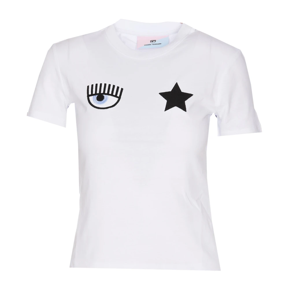 Chiara Ferragni Collection Wit Eye Star Logo T-Shirt White Dames