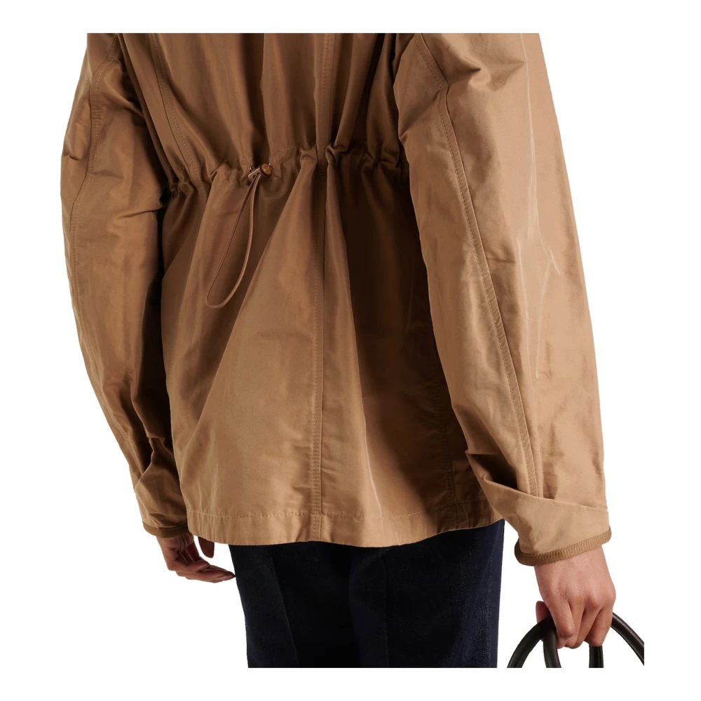 Moncler Snap Button Blend Jas met Zakken Brown Dames