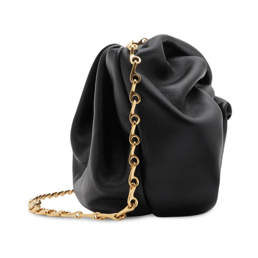 Burberry Zwarte Lamshuid Rozen Detail Schoudertas Black Dames